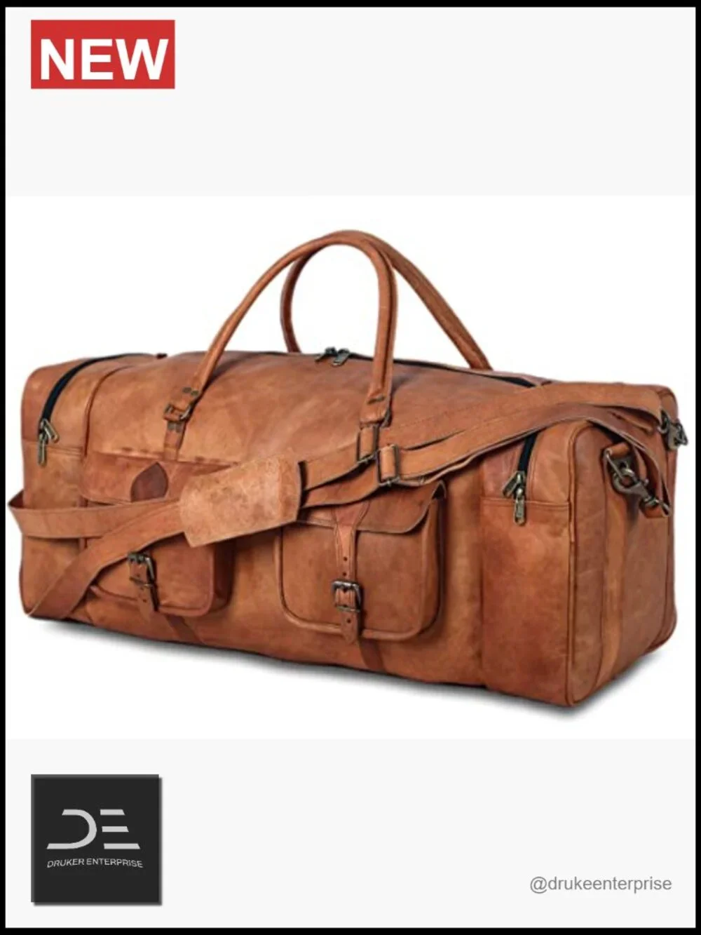 Large 32 inch Leather Duffel Bag Holdall Travel Overnight Gym Sports Weekend Bag